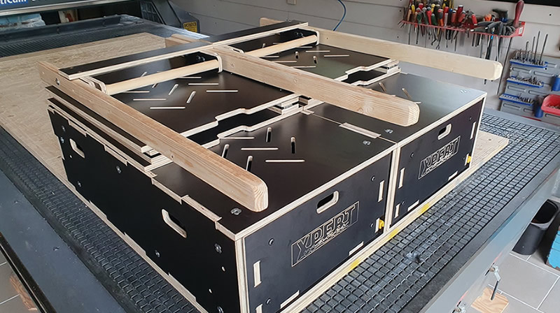 A two module camping kit folded up to use as little space as possible